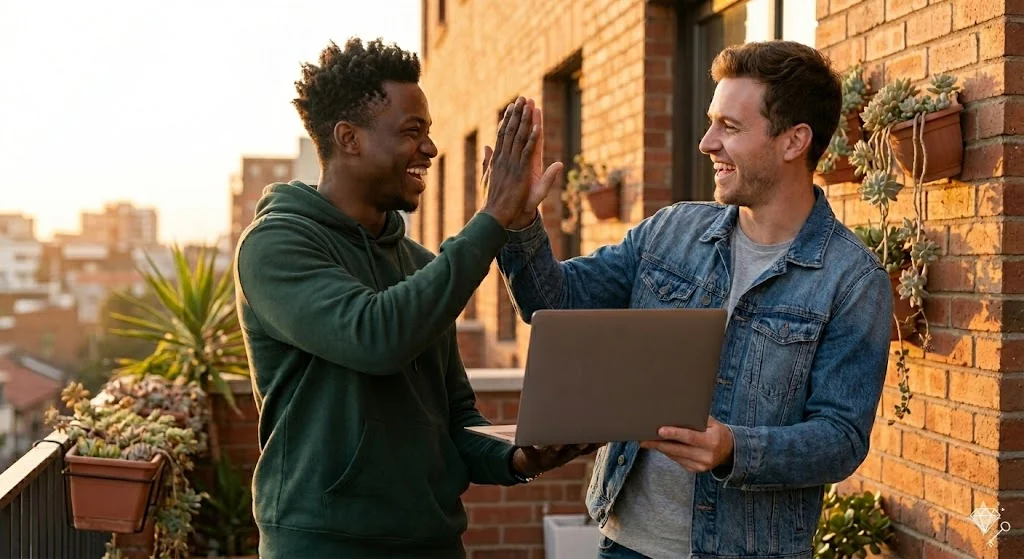Best friends outside having a heartfelt moment after completing a Best Friend Test together