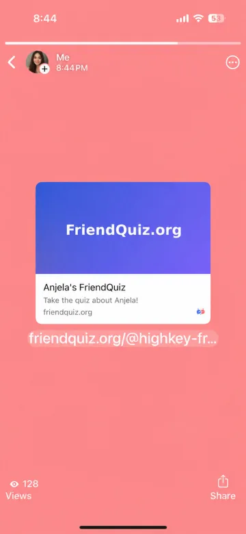 Friend Quiz shared in a WhatsApp story