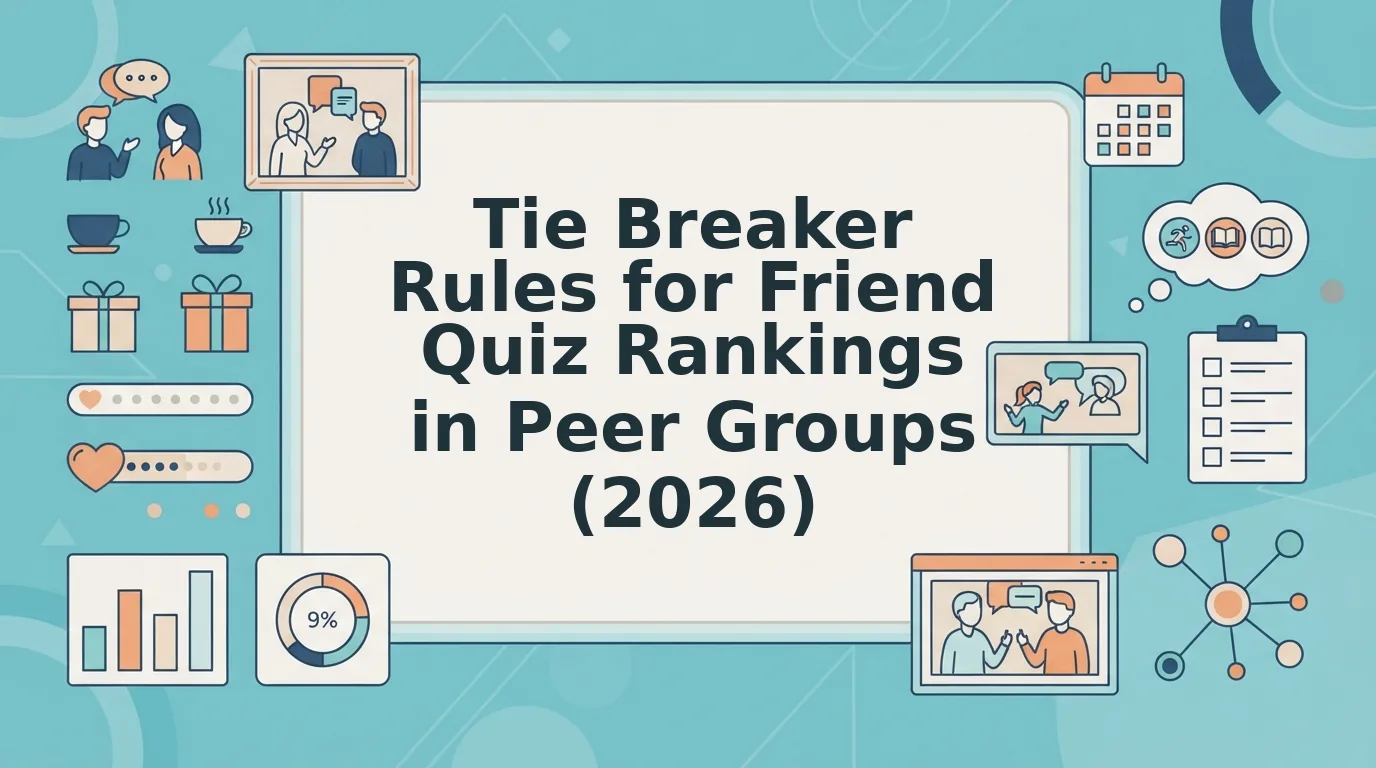 Tie breaker rules for friend quiz rankings in peer groups